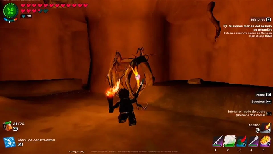 Imagen picando el mineral de madera torcida en Fortnite Lego