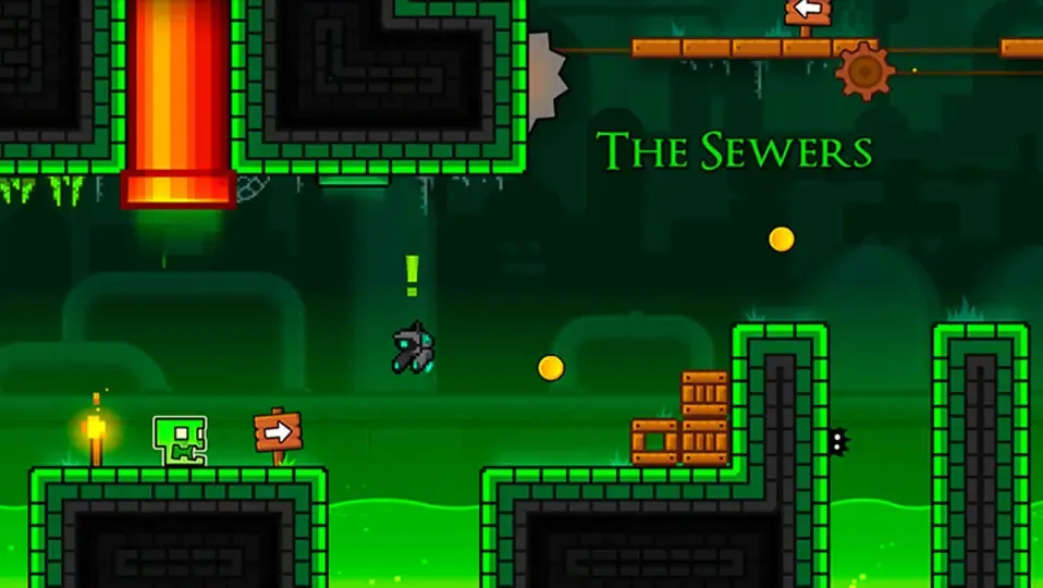 Nivel del modo plataformas de Geometry Dash 2.2 con un fondo de colores
