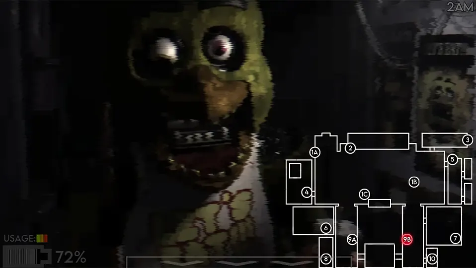 Captura de pantalla de un nivel de Geometry Dash recreando el juego de five nights at freddy's